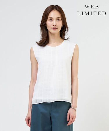 【WEB限定】シアーチェック ノースリーブ カットソー
