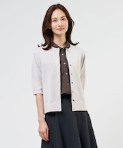 COTTON ACETATE DRY クルーネック カーディガン