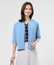 COTTON ACETATE DRY クルーネック カーディガン