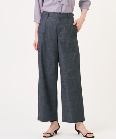 ソフトシャンブレー ストレートパンツ
