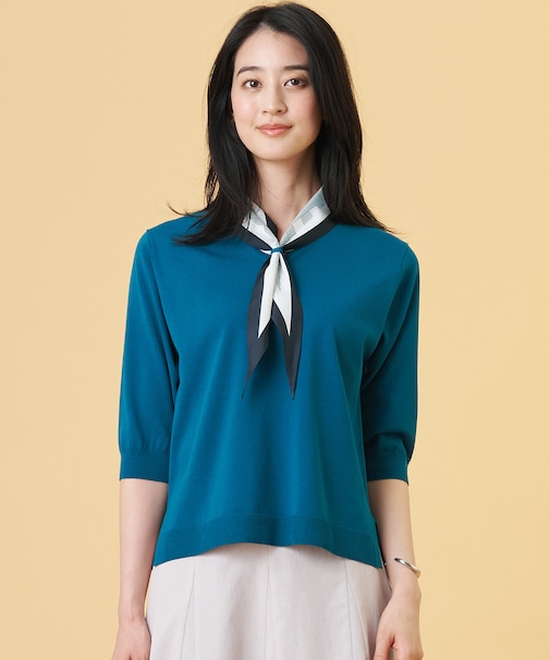 【2WAY・シーンレスに活躍】SCARF KNIT Vネック ニット