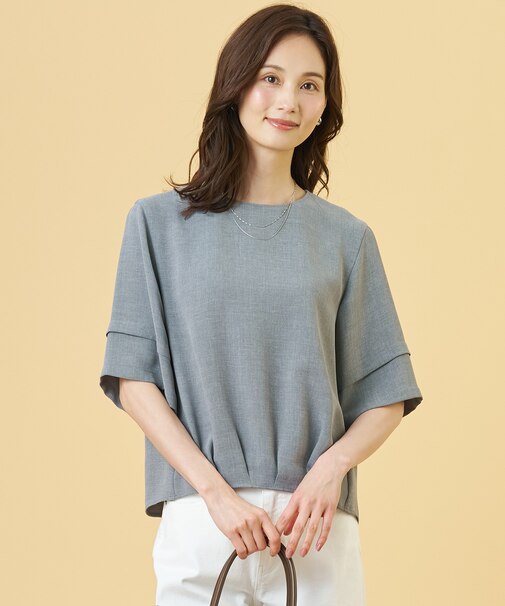 【セットアップ対応】MELANGE ライトツイル クルーネック ブラウス