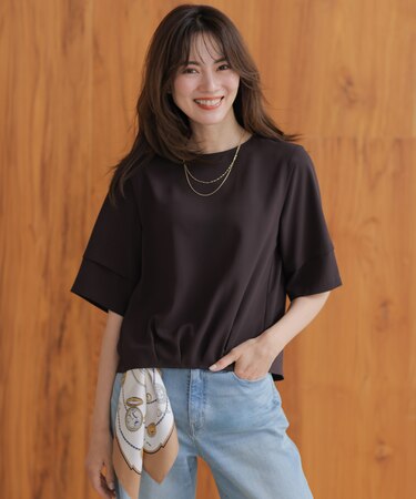 【セットアップ対応・人気素材】Light ジョーゼット クルーネック ブラウス