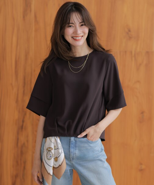 【セットアップ対応・人気素材】Light ジョーゼット クルーネック ブラウス