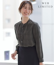 【WEB限定カラーあり】セルローストラディショナルチェック シャツブラウス