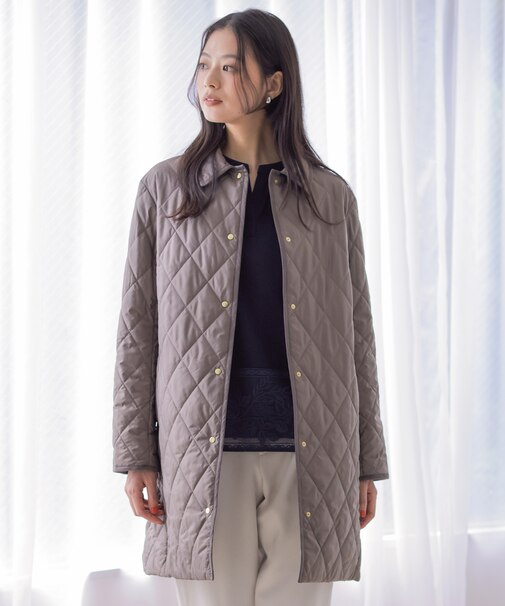 【WEB限定カラーあり】コンパクトタフタキルティング ステンカラー ロング コート