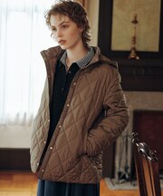 【WEB限定カラーあり】コンパクトタフタキルティング フーデッド コート