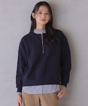 【一枚で着映え】フクレジャガード ハーフジップ トップス