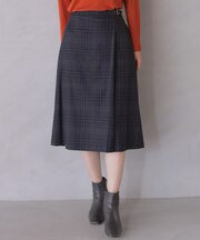 【WEB限定カラーあり】T/W ミルドチェック＆千鳥 Aライン スカート