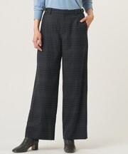 T/W ミルドチェック&千鳥 セミ ワイド パンツ