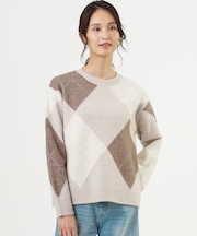 【一枚で着映え】AIRY WOOL ARGYLE クルーネック ニット