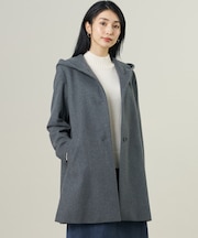 【人気定番素材】ショートビーバー ロング丈 フーデッド コート