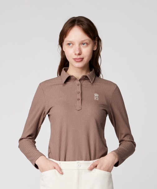 飽きずに使えるベーシックアイテム【WOMEN】】 リブポロシャツ