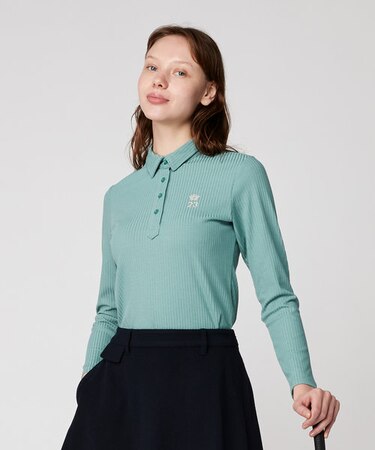 飽きずに使えるベーシックアイテム【WOMEN】】 リブポロシャツ