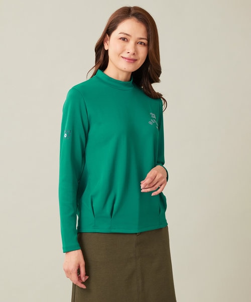 新品23区ゴルフ L 人気の袖デザイン ライトダンボール素材 モックネックシャツ WOMEN】ライトダンボール モックネックシャツ｜ニジュウサンク