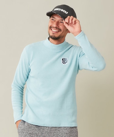 冬の定番トップス【MEN】【吸湿発熱】グランサーモワッフル モックネックシャツ