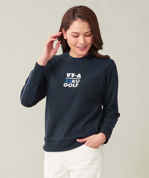 新品 23区【WOMEN】クラブジャガード柄 モックネックシャツ ネイビー M