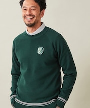 裏地付きニットで温か【MEN】【蓄熱】ウールブレンド裏付 ニット