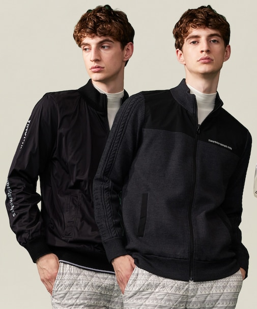 【MEN】リバーシブル ニットブルゾン 1着で2つコーデが楽しめる 柔らかい肌触り