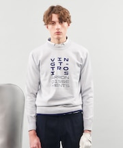 【MEN】【ウォッシャブル】ロゴインターシャ ポリエステルニット