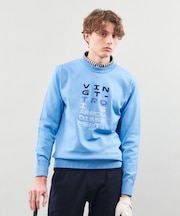 【MEN】【ウォッシャブル】ロゴインターシャ ポリエステルニット