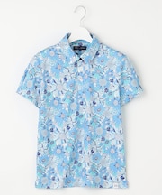 【WOMEN】【UVケア/吸水速乾】スプリングフラワー柄 半袖ポロシャツ