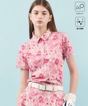 【WOMEN】【UVケア/吸水速乾】スプリングフラワー柄 半袖ポロシャツ
