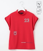 【WOMEN】新色追加!【吸水速乾/UVカット】フレンチスリーブロゴモックネック