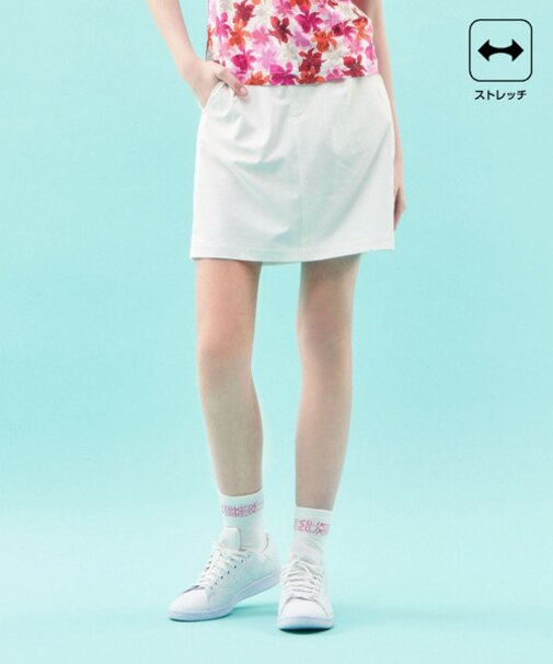 【WOMEN】【ストレッチ】バックドビー×メッシュロゴスカート