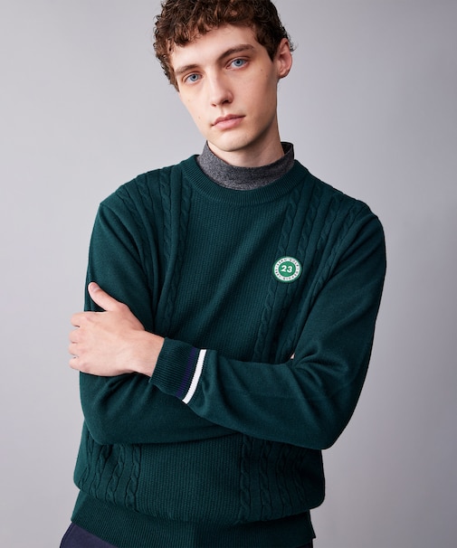 【MEN】ウールブレンド カラーニット ラウンドから普段のお出かけや、お散歩まで◎