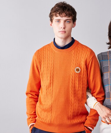 【MEN】ウールブレンド カラーニット ラウンドから普段のお出かけや、お散歩まで◎