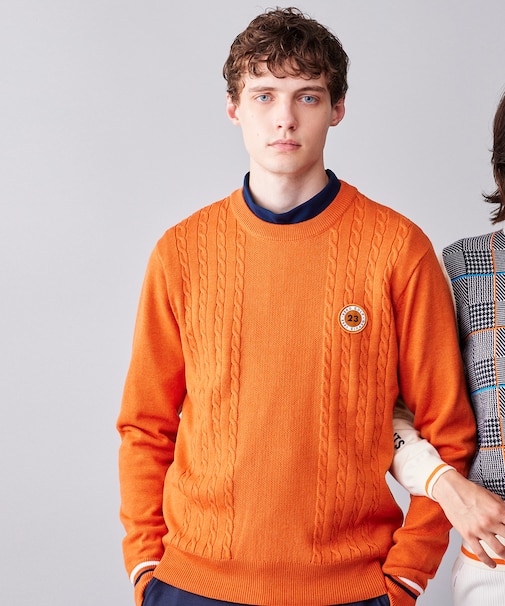 【MEN】ウールブレンド カラーニット ラウンドから普段のお出かけや、お散歩まで◎