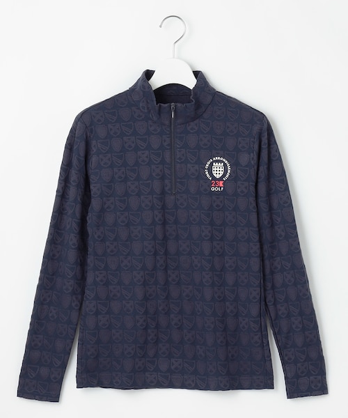 新品 23区【WOMEN】クラブジャガード柄 モックネックシャツ ネイビー M 23区GOLF｜【WOMEN】クラブジャガード柄 モックネックシャツ | Rakuten