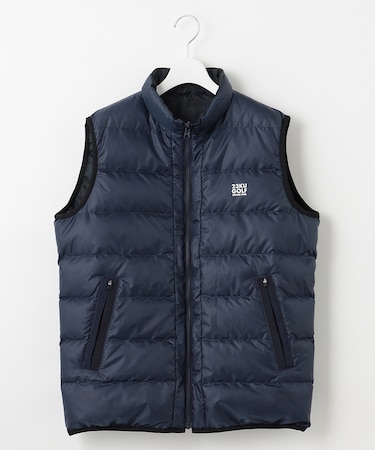 【MEN】無地×チェック リバーシブル ダウンベスト