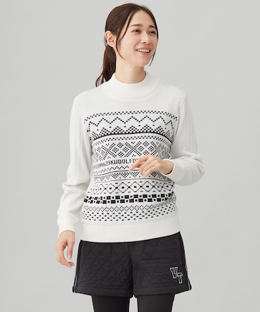 【WOMEN】【ウォッシャブル】フェアアイル柄ニット