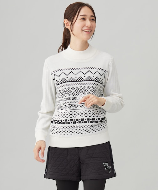 【WOMEN】【ウォッシャブル】フェアアイル柄ニット