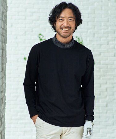 【MEN/EC限定】【吸水速乾/UVケア】リブ襟 モックネックシャツ