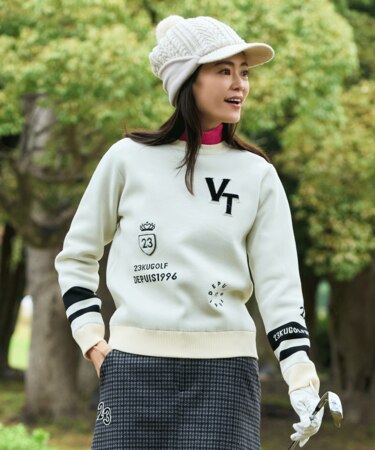 【WOMEN】【ウォッシャブル】グラフィックダブルジャガードニット