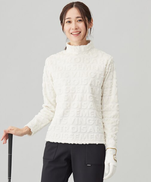 【WOMEN】フェイクファーロゴモックネック