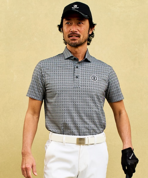 【MEN】モノグラム柄 半袖ポロシャツ