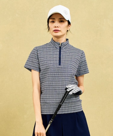 【WOMEN】モノグラム柄 ハーフジップカットソー