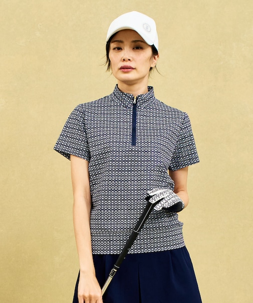 【WOMEN】モノグラム柄 ハーフジップカットソー