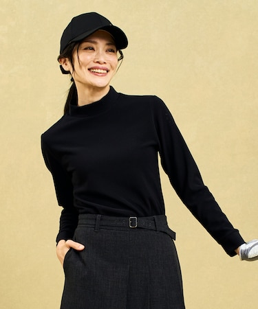 【WOMEN】【吸水速乾/UVカット】型崩れしにくいエッセンシャルリブインナー