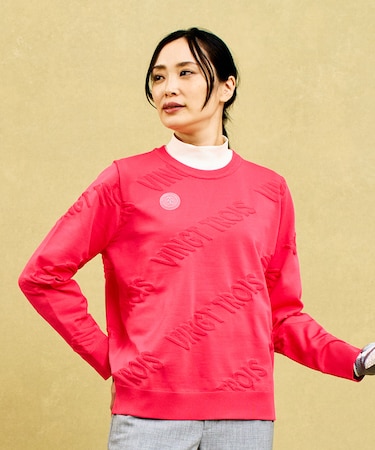 【WOMEN】【ウォッシャブル】シワになりにくいロゴスポーツニット イージーケア