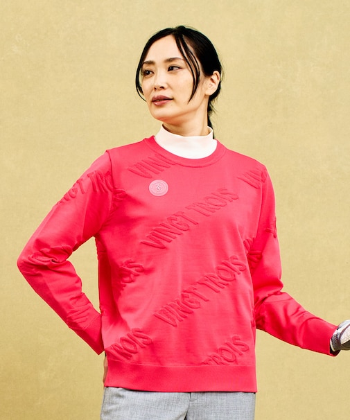 【WOMEN】【ウォッシャブル】シワになりにくいロゴスポーツニット イージーケア