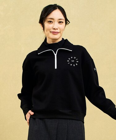 【WOMEN】【UVカット】トレンド感抜群のビッグシルエット！ハーフジップスウェット