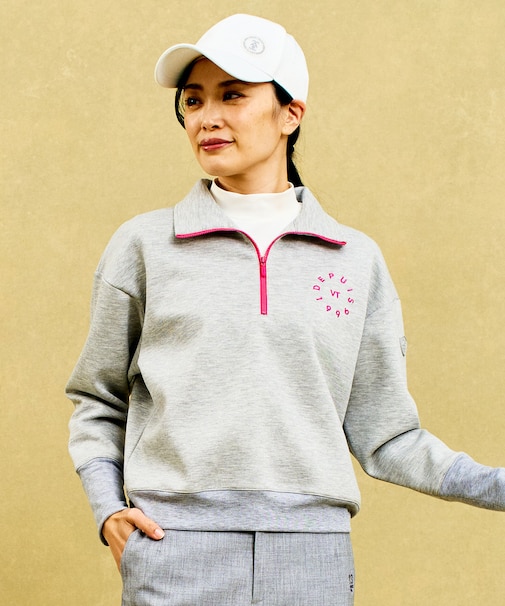 【WOMEN】【UVカット】トレンド感抜群のビッグシルエット！ハーフジップスウェット