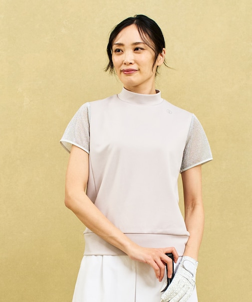 【WOMEN】【吸水速乾/UVカット】街着としても人気！体のラインを拾わない素材感で一枚でも安心◎人気の袖デザイン モックネック
