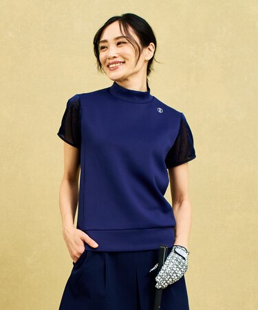 【WOMEN】【吸水速乾/UVカット】街着としても人気！体のラインを拾わない素材感で一枚でも安心◎人気の袖デザイン モックネック