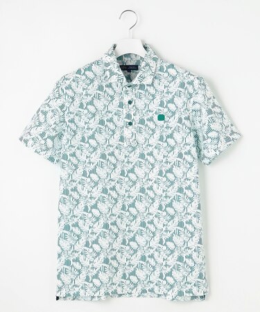 《大人気につき追加生産決定！》【MEN】【吸水速乾/UVカット】リーフ柄 ポロシャツ